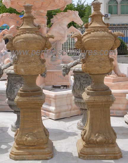 Natural Stone White Marble Lotus Vase for Tombstone & Gravestone