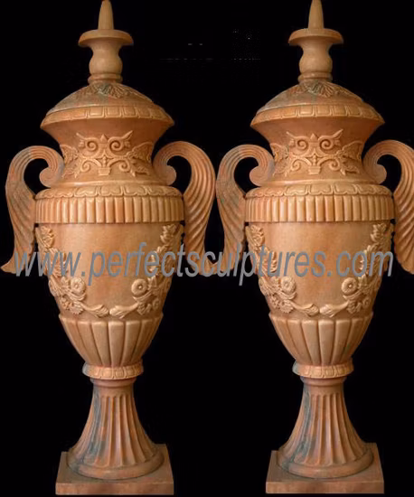 Natural Stone White Marble Lotus Vase for Tombstone & Gravestone