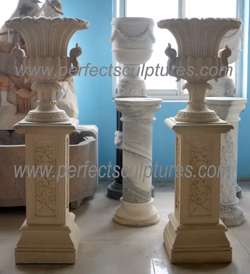 Natural Stone White Marble Lotus Vase for Tombstone & Gravestone