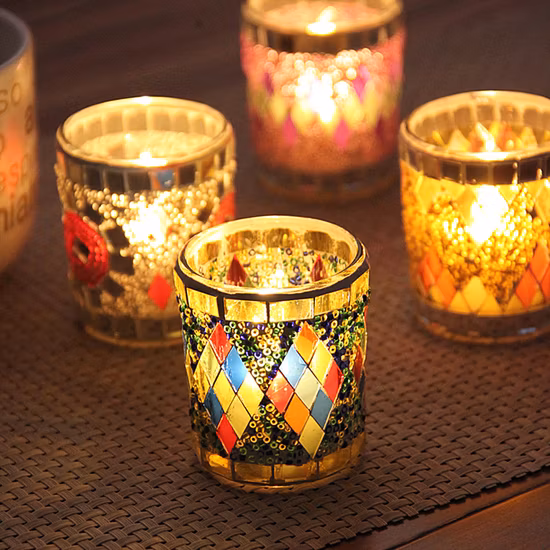 DIY Glass Mosaic Candle Jar Candle Holders