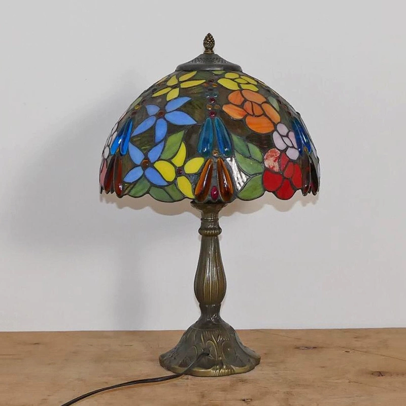 Tiffany Table Lamp 30cm Flower Lampshape E27 Bedroom Bedside Lighting Mosaic Lamp (WH-TTB-70)