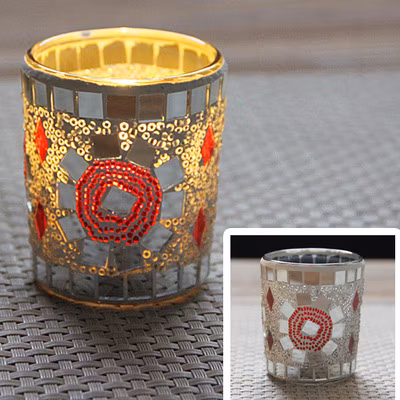 DIY Glass Mosaic Candle Jar Candle Holders