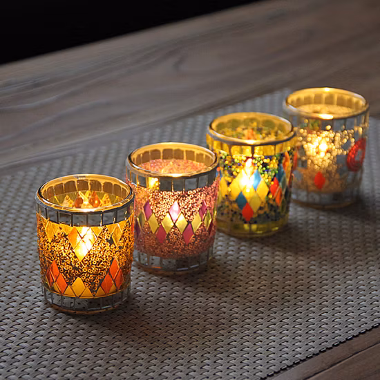 DIY Glass Mosaic Candle Jar Candle Holders